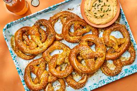 Southern Living Soft Pretzels on a tray to serve with pretzel dip