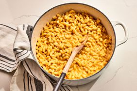 Southern Living Stovetop Mac and Cheese in the pan ready to serve