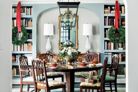 Christmas Dining Room with Wreaths