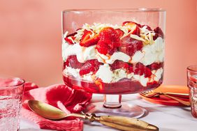 Southern Living Strawberry Trifle in the dish ready to serve