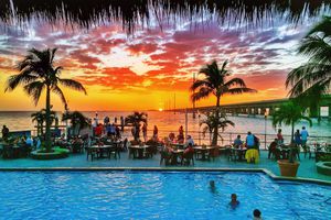 Marathon, Fl -- One of the best water views in the state during sunset is from the Sunset Grill & Bar in Marathon, Fl. Photo by Peter W Cross