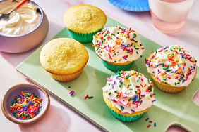 Southern Living Vanilla Cupcakes frosted and ready to serve