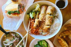 Overhead shot of Vietnamese food