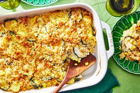 Southern Living Zucchini Squash and Corn Casserole ready to serve 