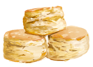 illustration of three biscuits stacked