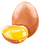 illustration of two eggs, one whole and one cracked in half